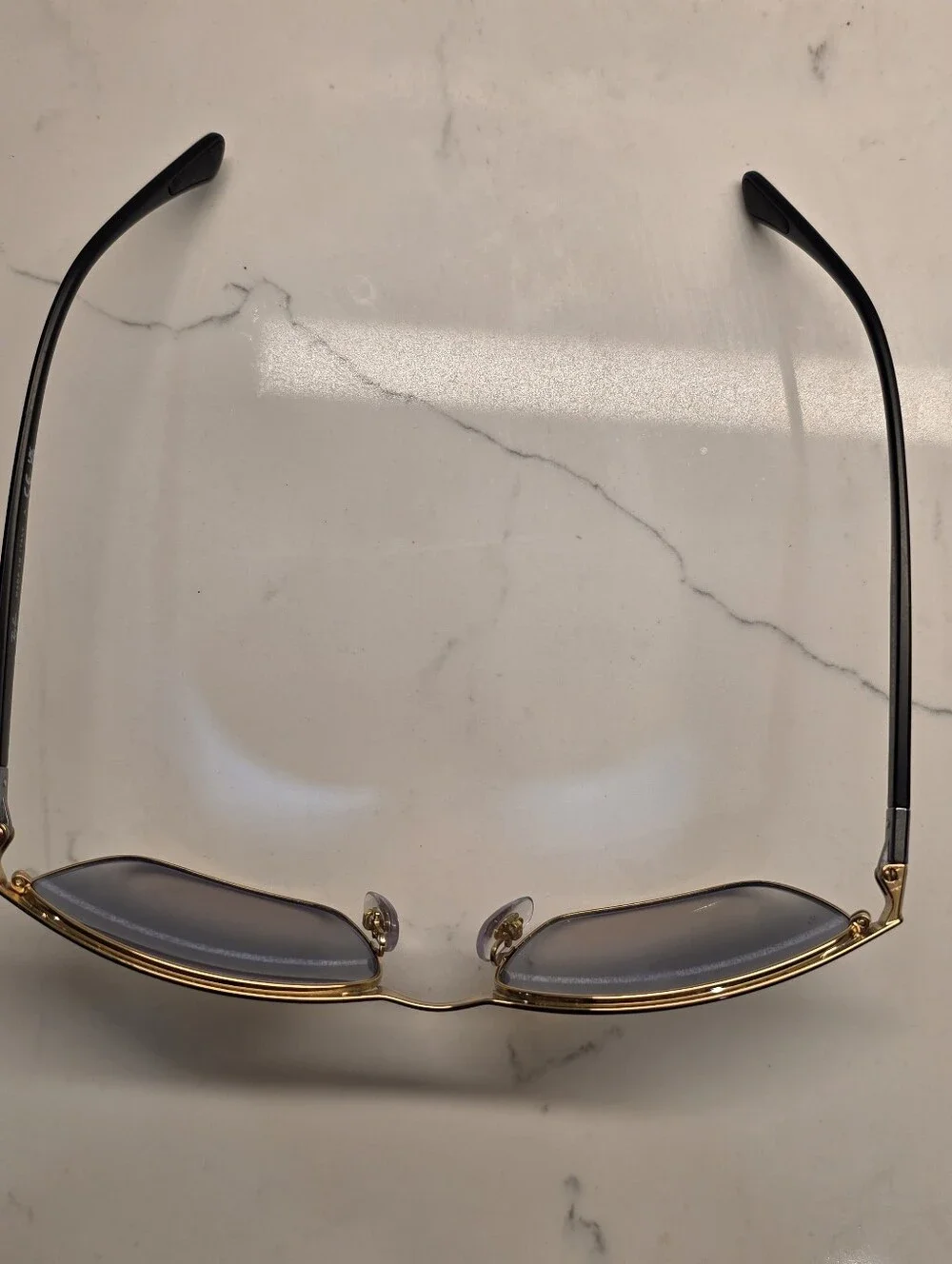 Ray-Ban RB 3686 187/32 Square Sunglasses (Polished Black on Gold / Clear Grey)